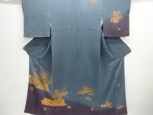 作家物　縮緬地　花籠に蝶模様訪問着